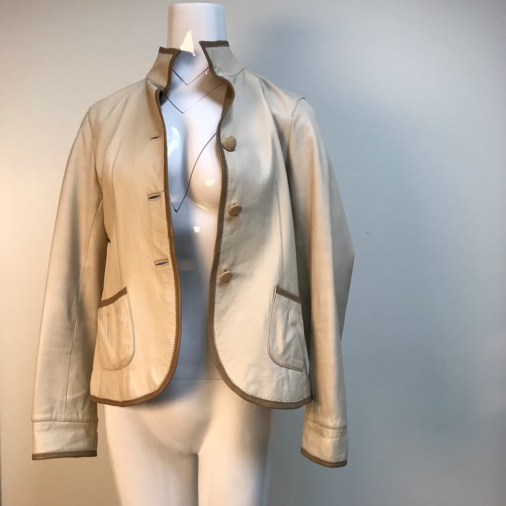 vintage Balmain buttery soft cream leather jacket